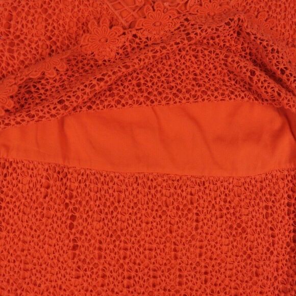 TOPSHOP Dress Floral Crochet Orange Lined V-Neck Mini Sleeveless Women's Size 4 - Picture 5 of 10